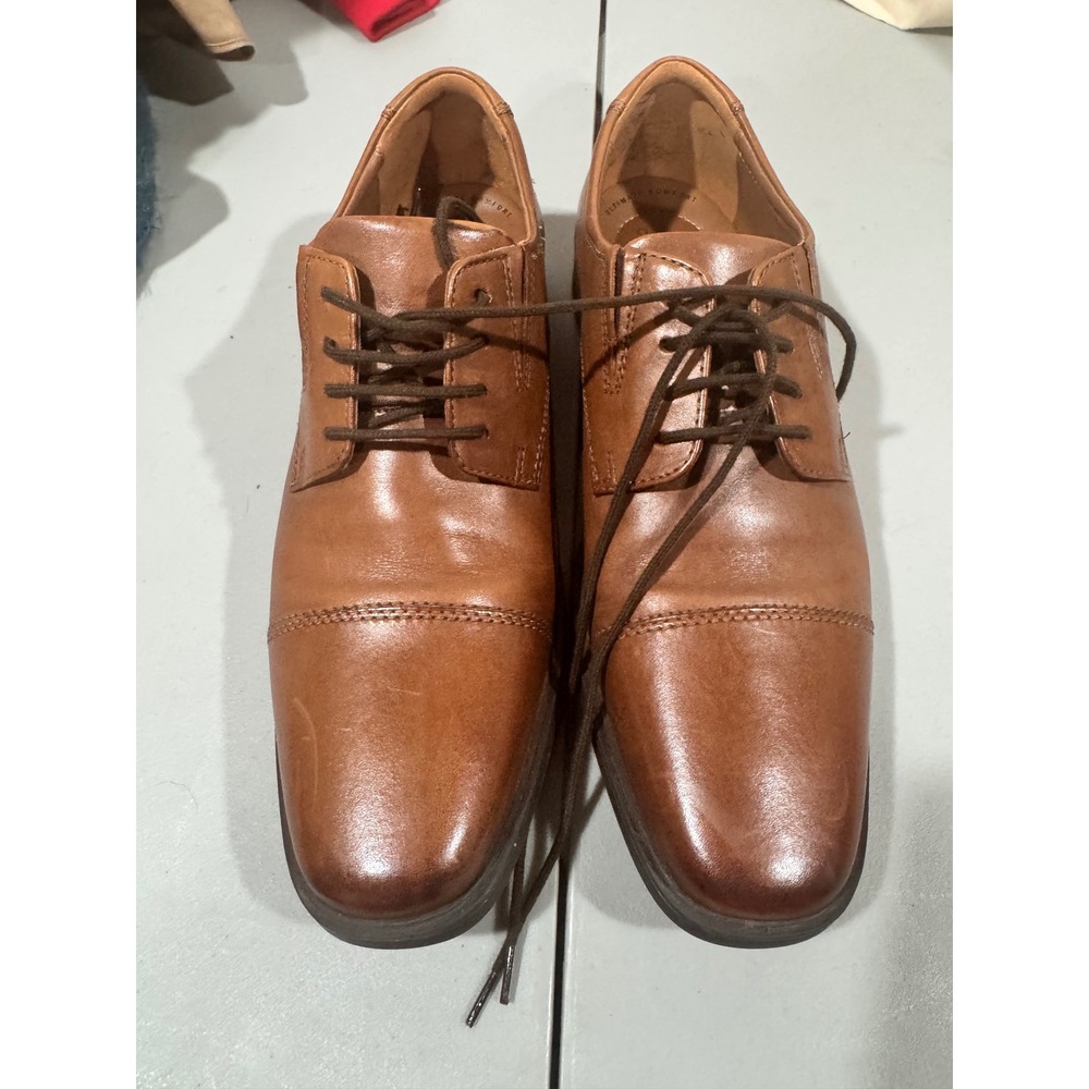 Clarks Collection Mens Tan Leather Cap Toe Oxford Dress Shoes Size 8.5 M